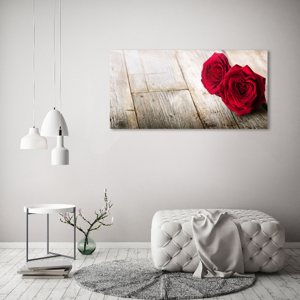 Canvas wall art Roses on wood