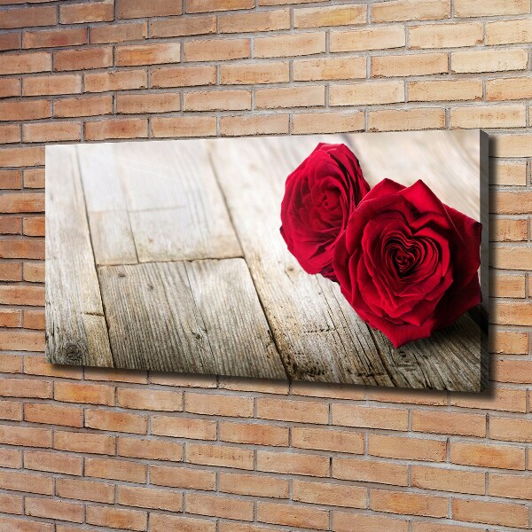 Canvas wall art Roses on wood