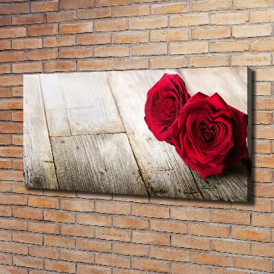 Canvas wall art Roses on wood