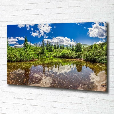 Canvas wall art Lake in the forest