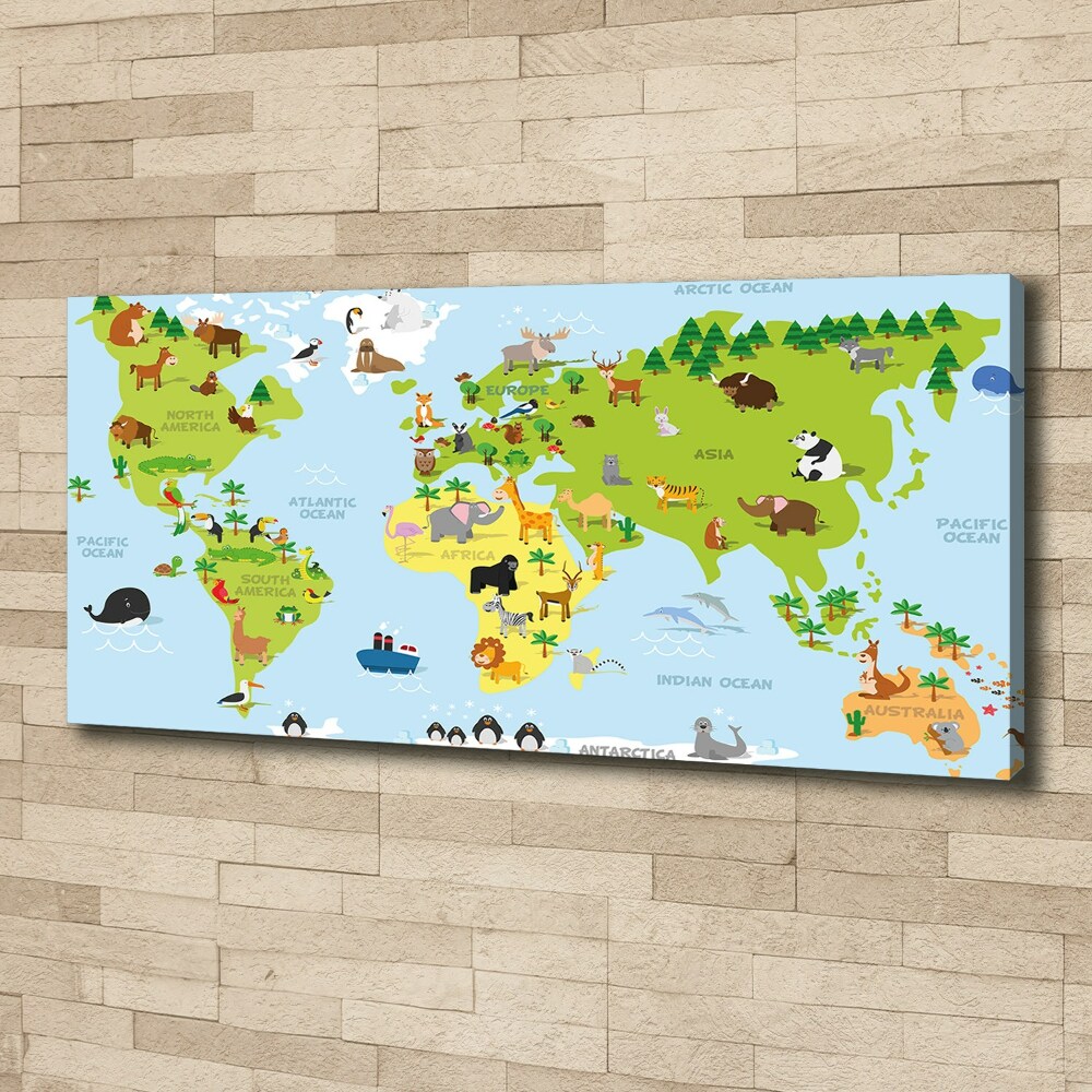 Canvas wall art Map of Animals