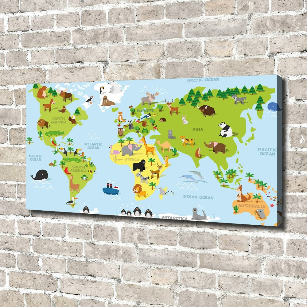 Canvas wall art Map of Animals