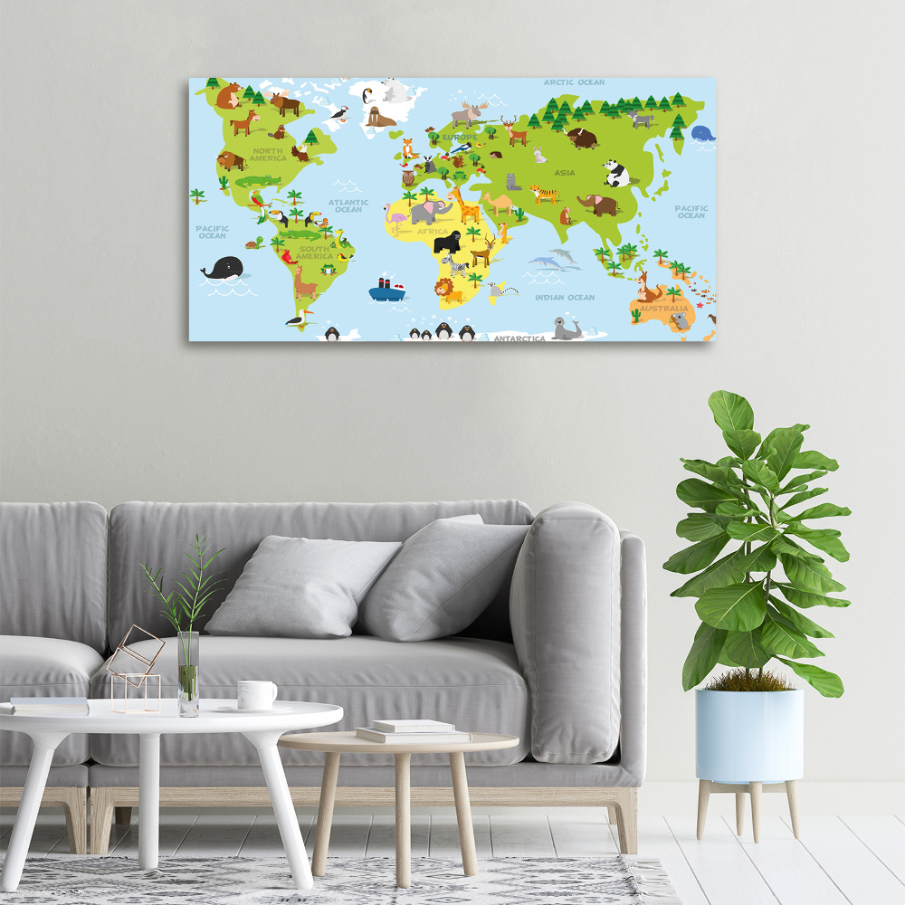 Canvas wall art Map of Animals