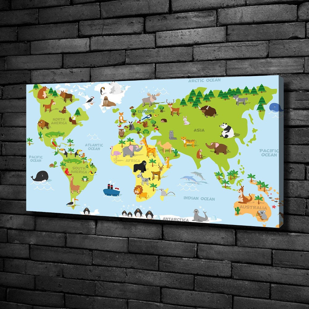 Canvas wall art Map of Animals