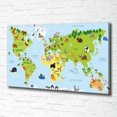 Canvas wall art Map of Animals