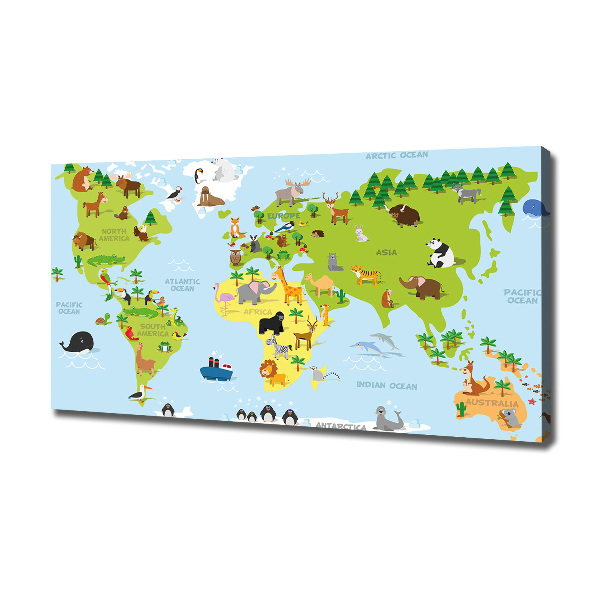 Canvas wall art Map of Animals