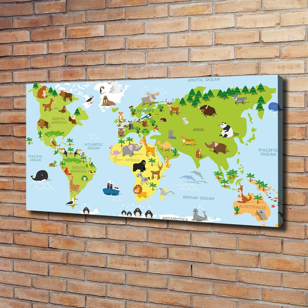 Canvas wall art Map of Animals