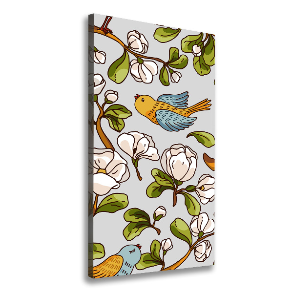 Picture canvas print Birds and flowers