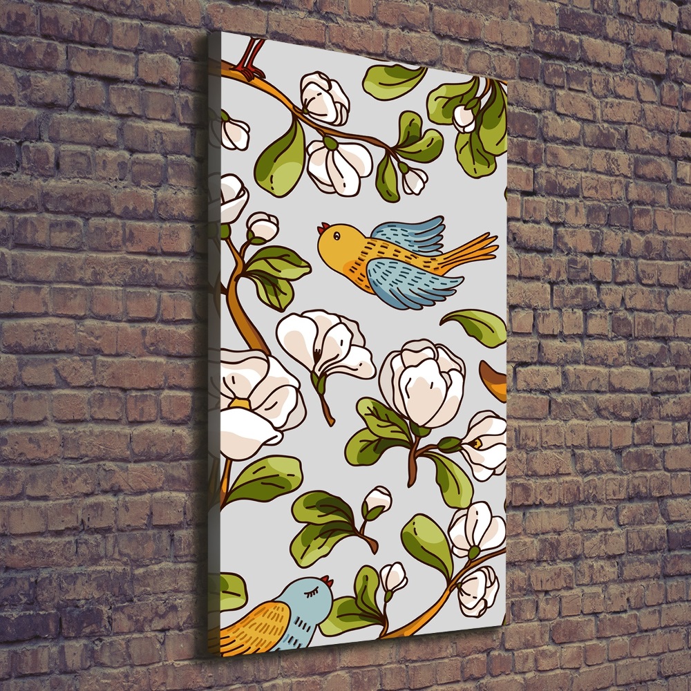 Picture canvas print Birds and flowers