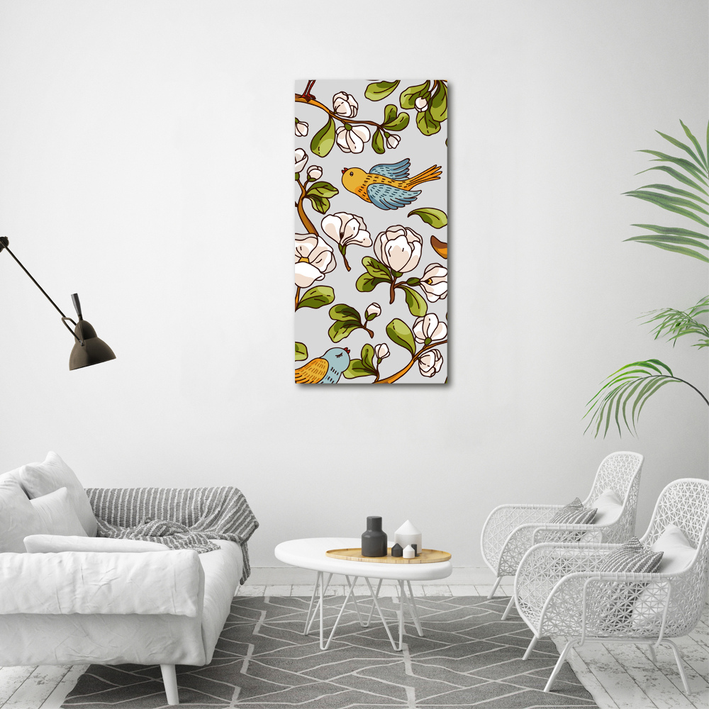 Picture canvas print Birds and flowers