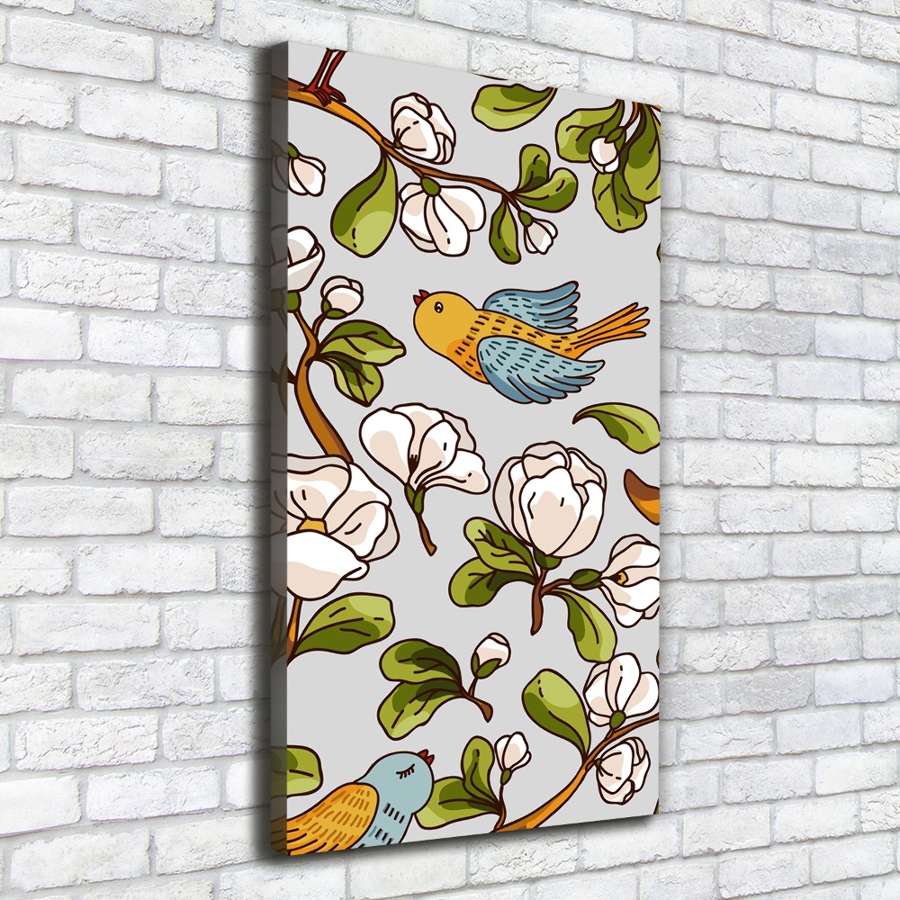 Picture canvas print Birds and flowers