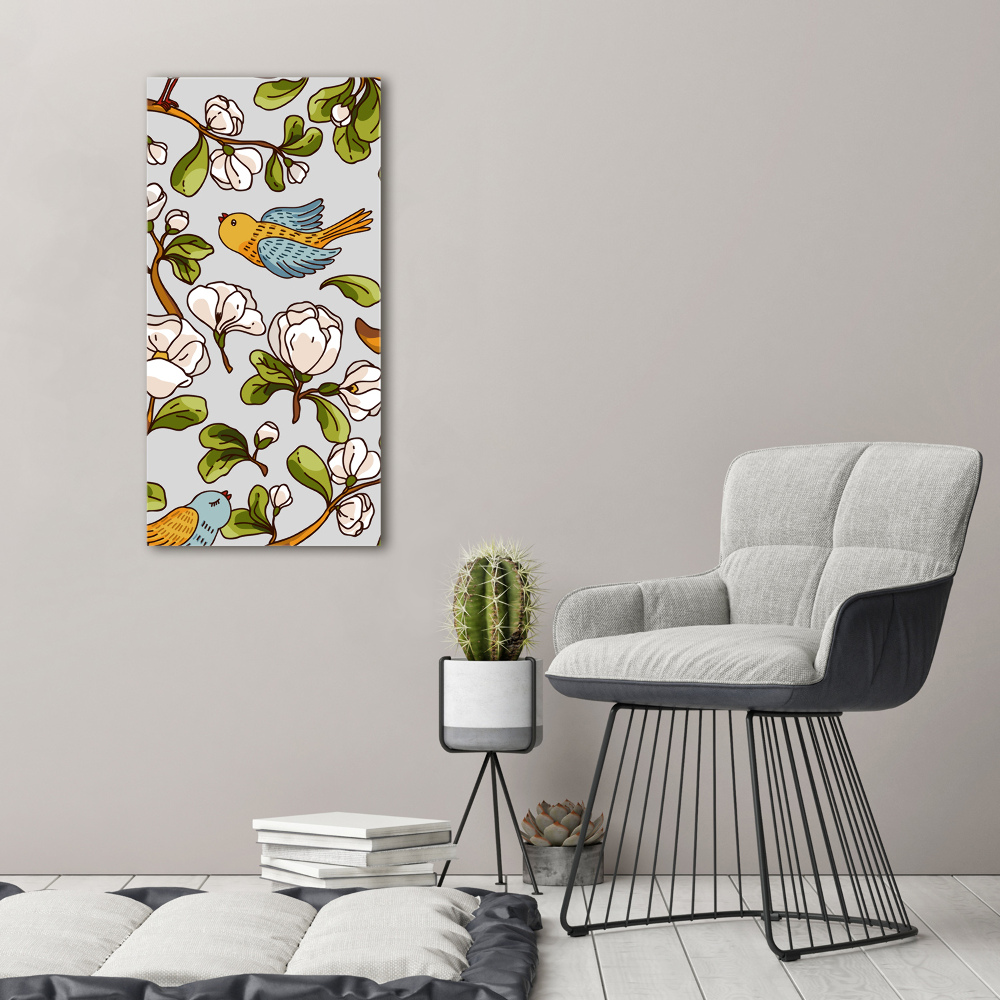 Picture canvas print Birds and flowers