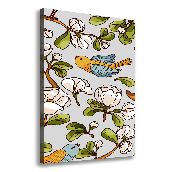 Picture canvas print Birds and flowers