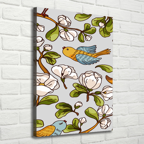 Picture canvas print Birds and flowers