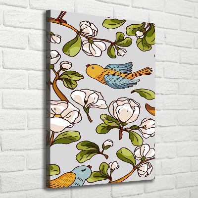 Picture canvas print Birds and flowers