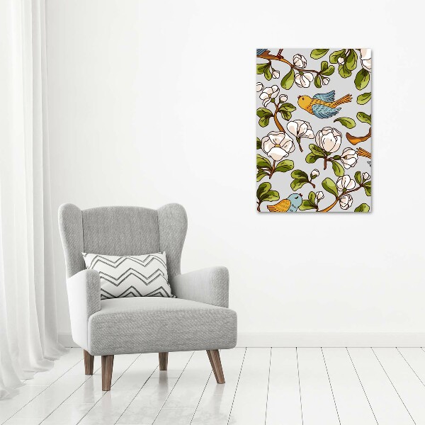 Picture canvas print Birds and flowers