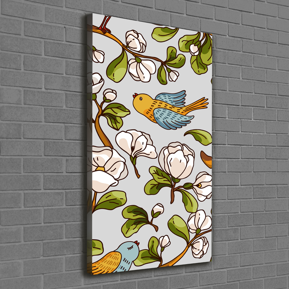 Picture canvas print Birds and flowers