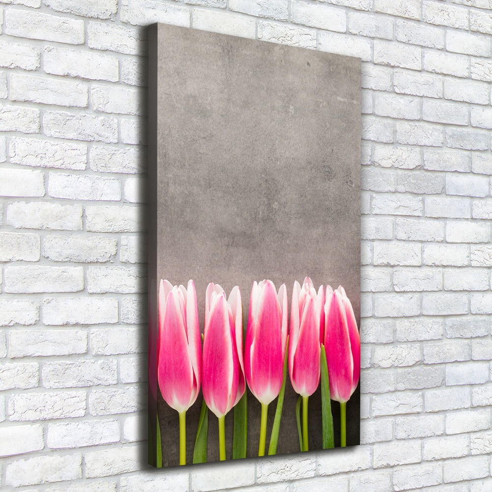 Picture canvas print Pink tulips