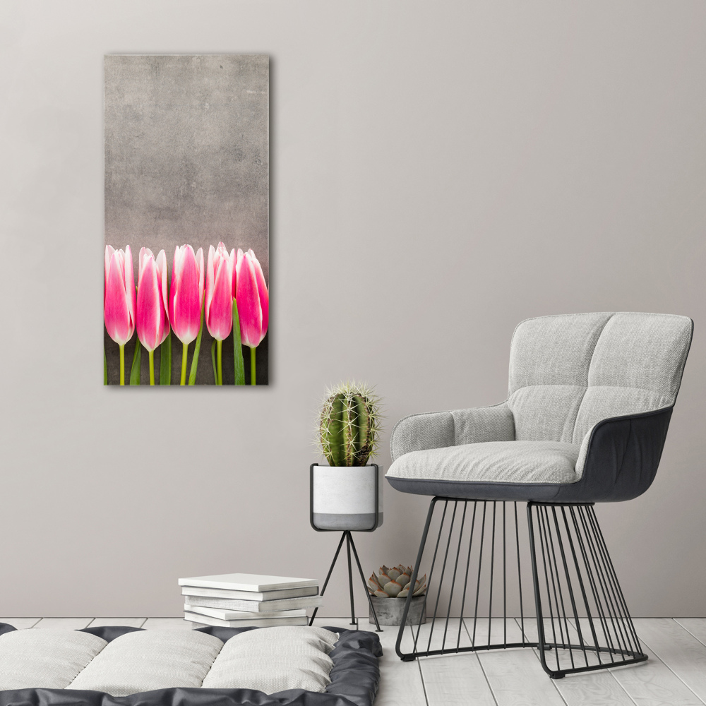 Picture canvas print Pink tulips