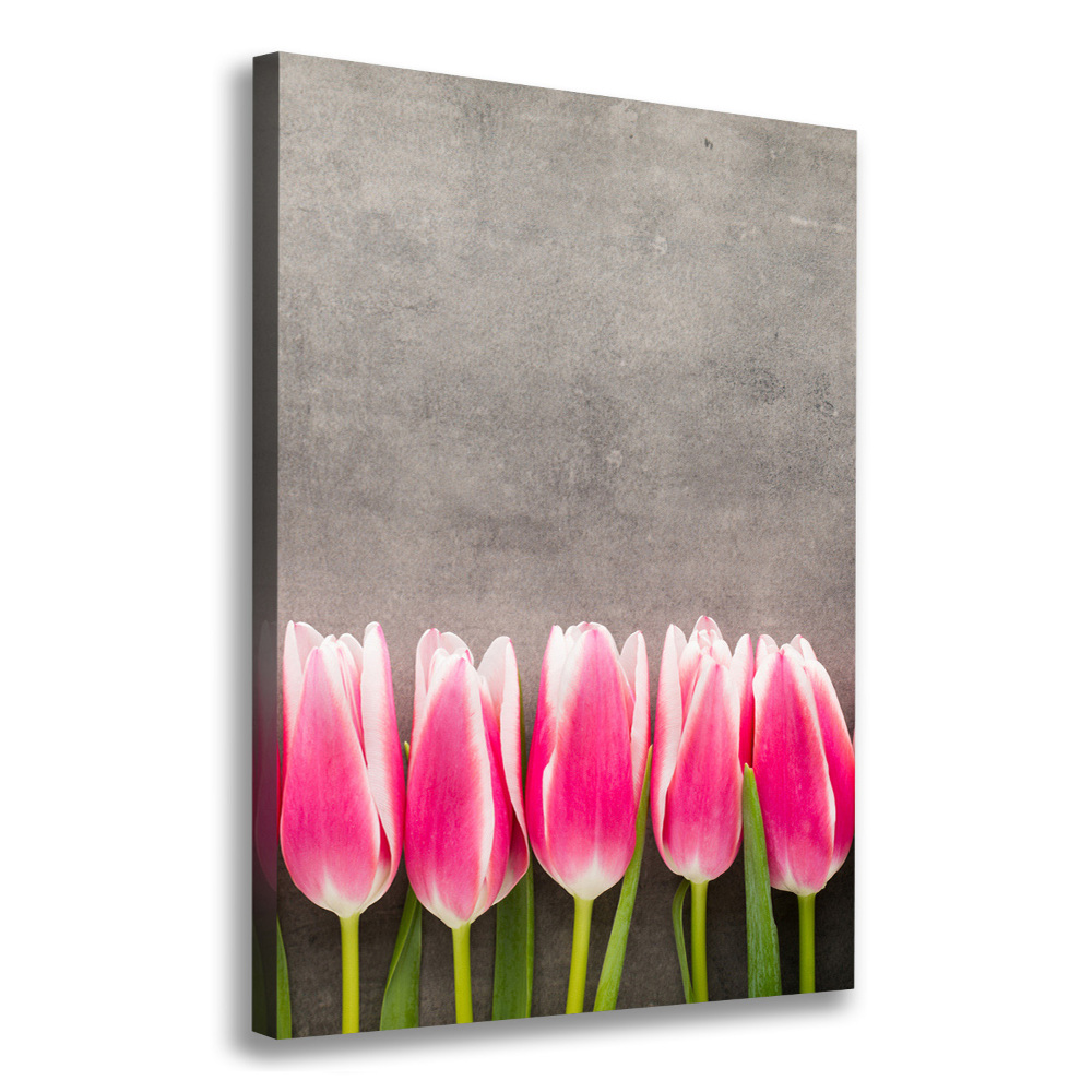 Picture canvas print Pink tulips