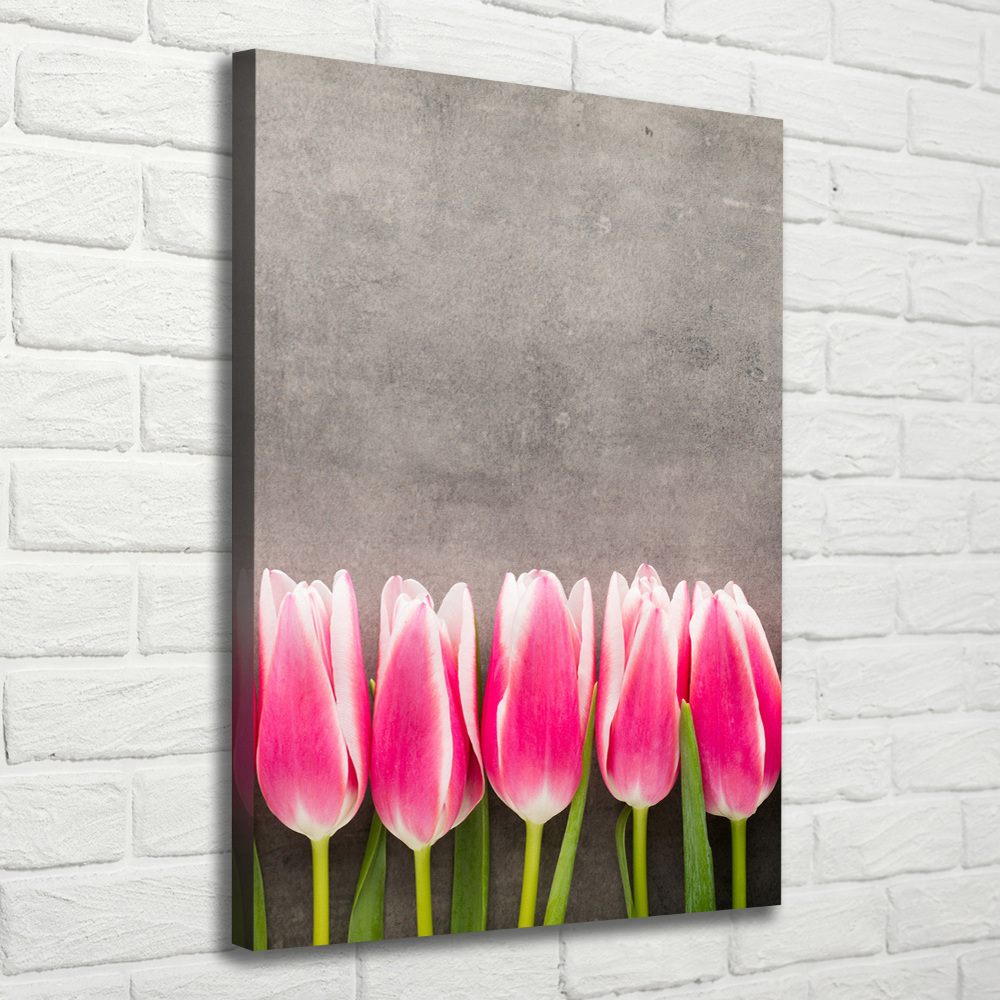 Picture canvas print Pink tulips