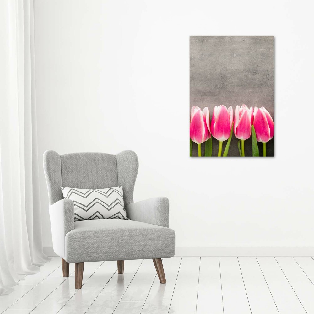 Picture canvas print Pink tulips