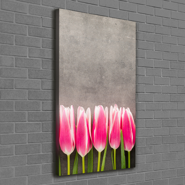 Picture canvas print Pink tulips