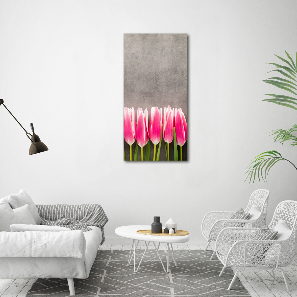 Picture canvas print Pink tulips