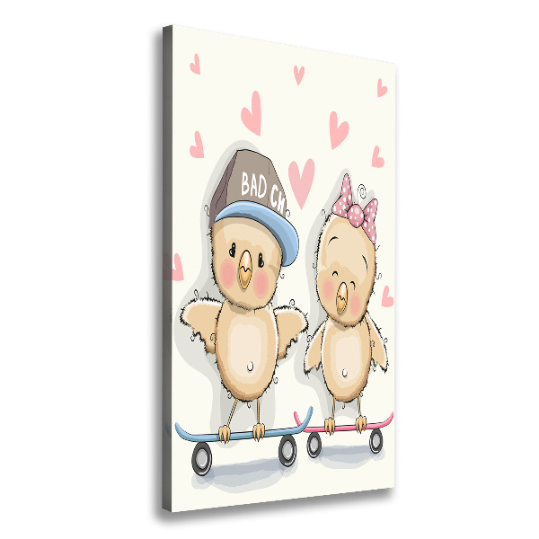 Canvas print Skateboard chickens