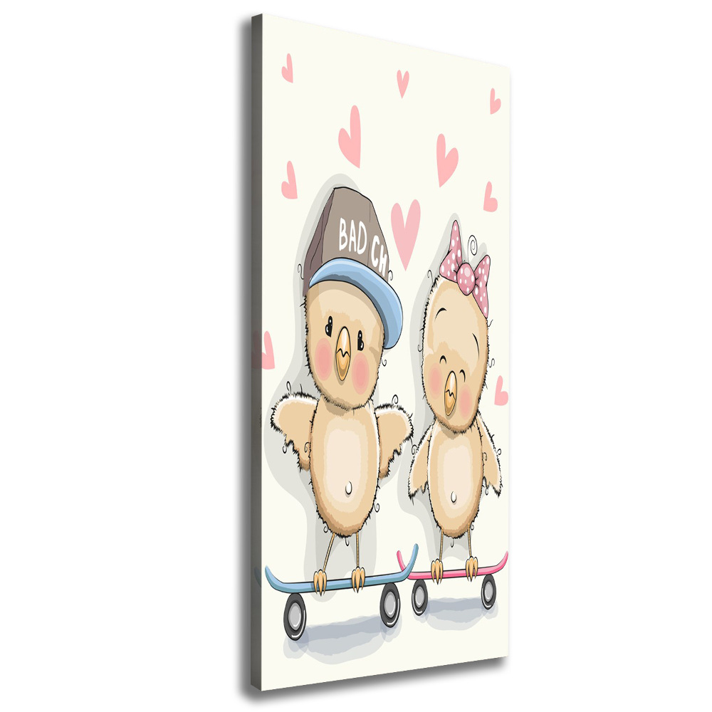 Canvas print Skateboard chickens