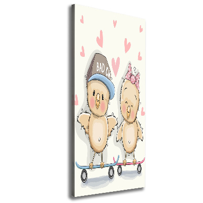 Canvas print Skateboard chickens