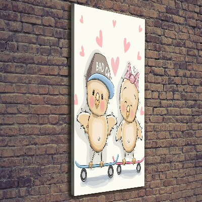 Canvas print Skateboard chickens