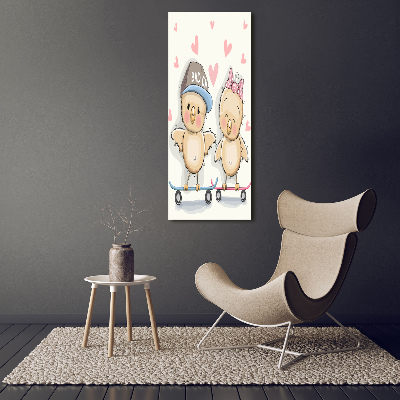 Canvas print Skateboard chickens