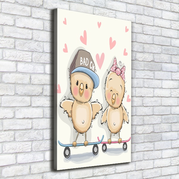 Canvas print Skateboard chickens