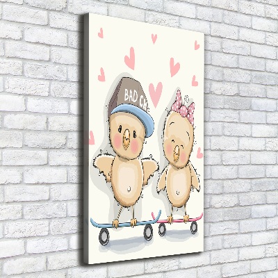 Canvas print Skateboard chickens