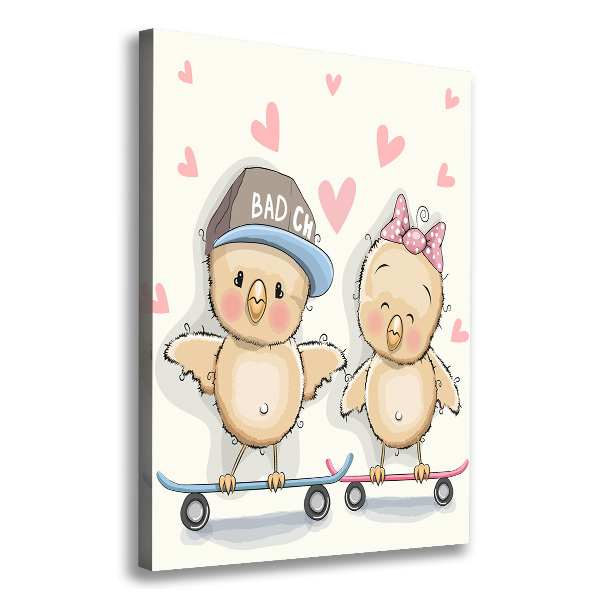 Canvas print Skateboard chickens