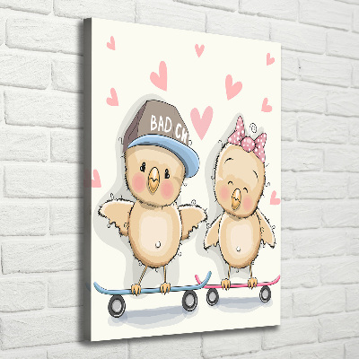 Canvas print Skateboard chickens