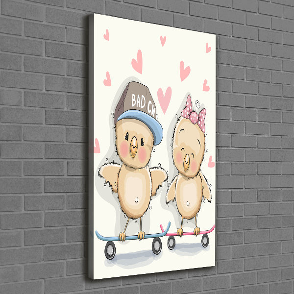 Canvas print Skateboard chickens