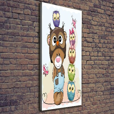 Wall art canvas large Bear and owls