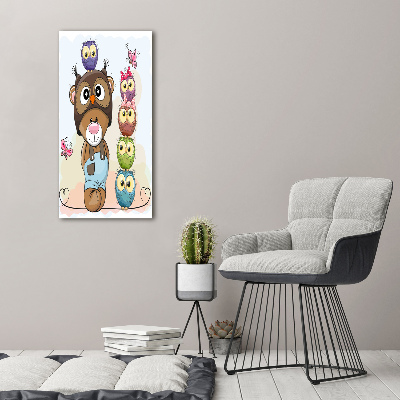 Wall art canvas large Bear and owls