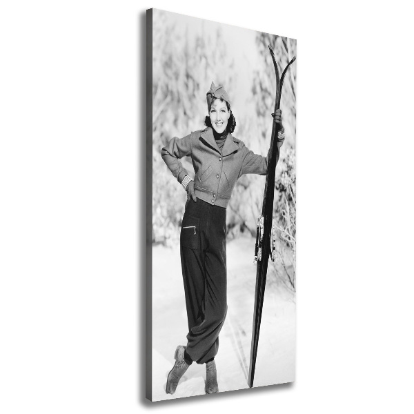 Canvas wall art A woman with skis