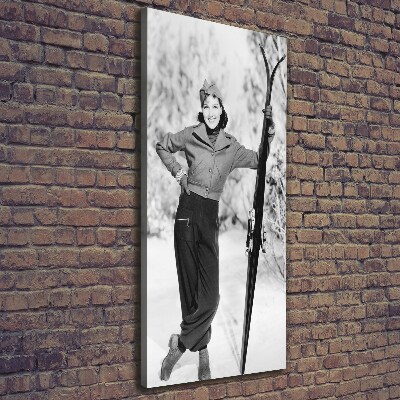 Canvas wall art A woman with skis