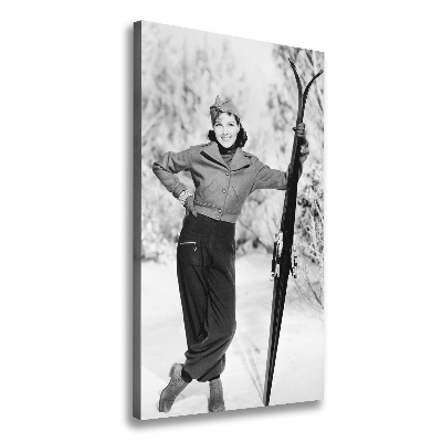 Canvas wall art A woman with skis