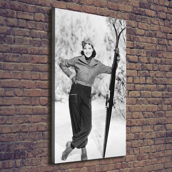 Canvas wall art A woman with skis