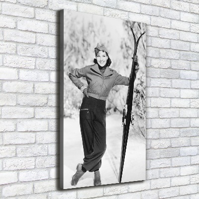 Canvas wall art A woman with skis