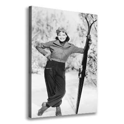 Canvas wall art A woman with skis