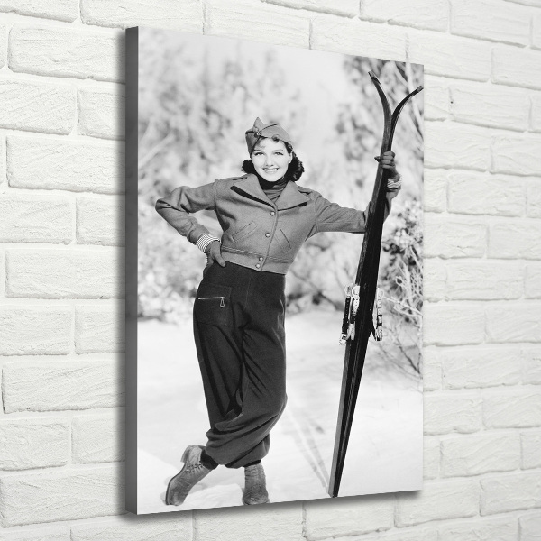 Canvas wall art A woman with skis