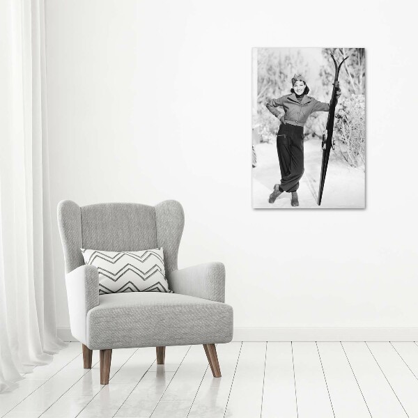 Canvas wall art A woman with skis