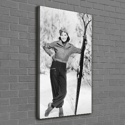 Canvas wall art A woman with skis