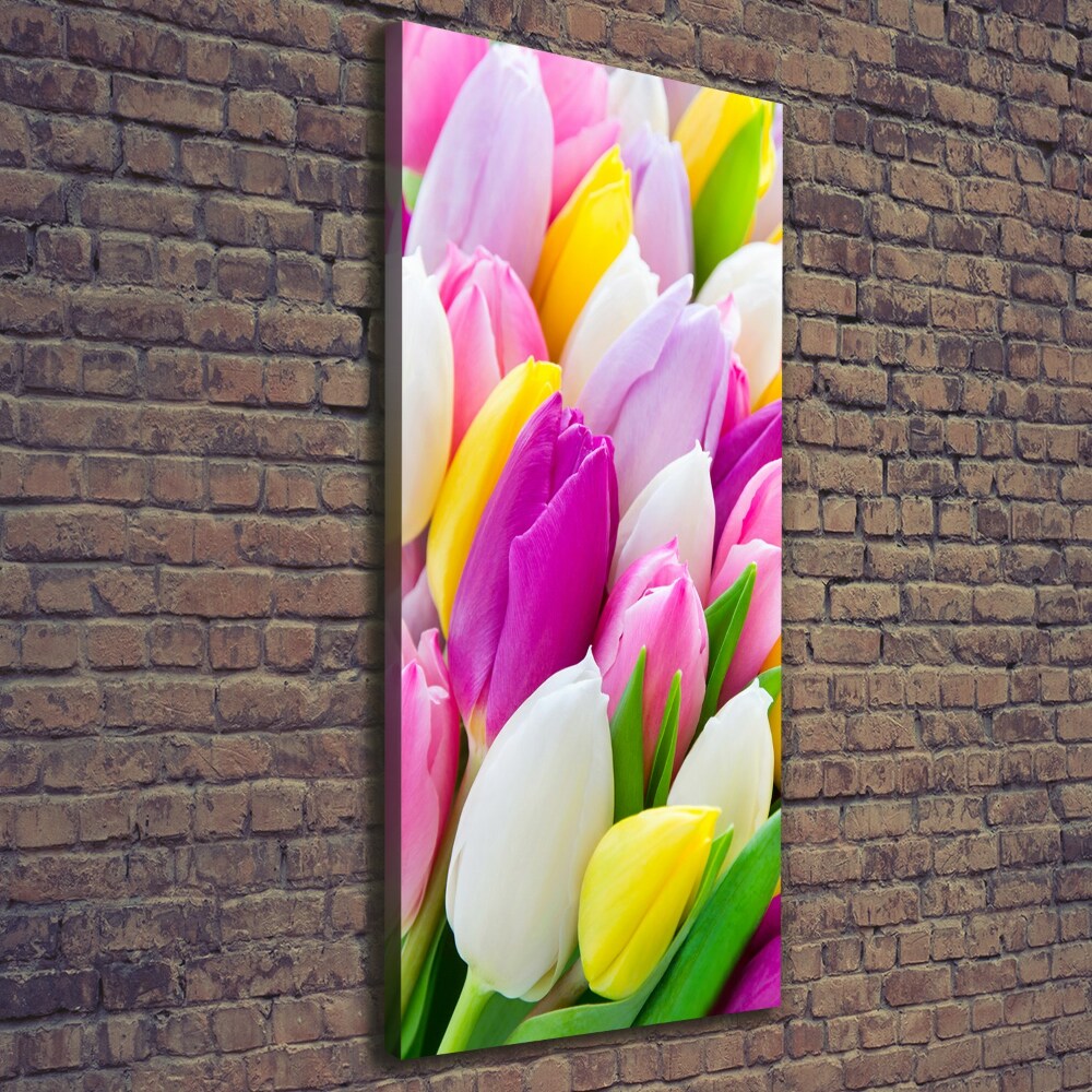 Large canvas wall art Colorful tulips